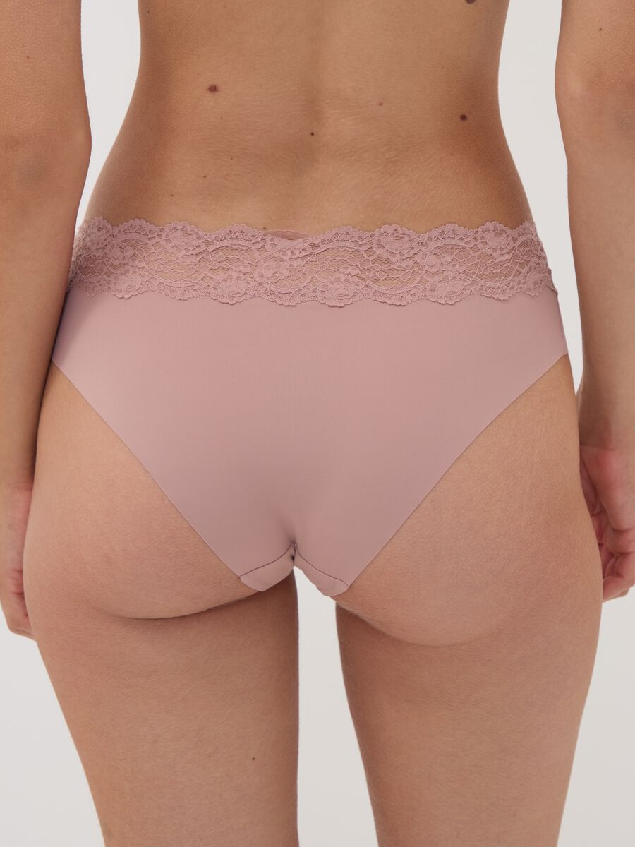 Pink stretch microfibre briefs with lace_2