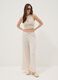 Beige crochet crop tank top in cotton blend, regular fit_1