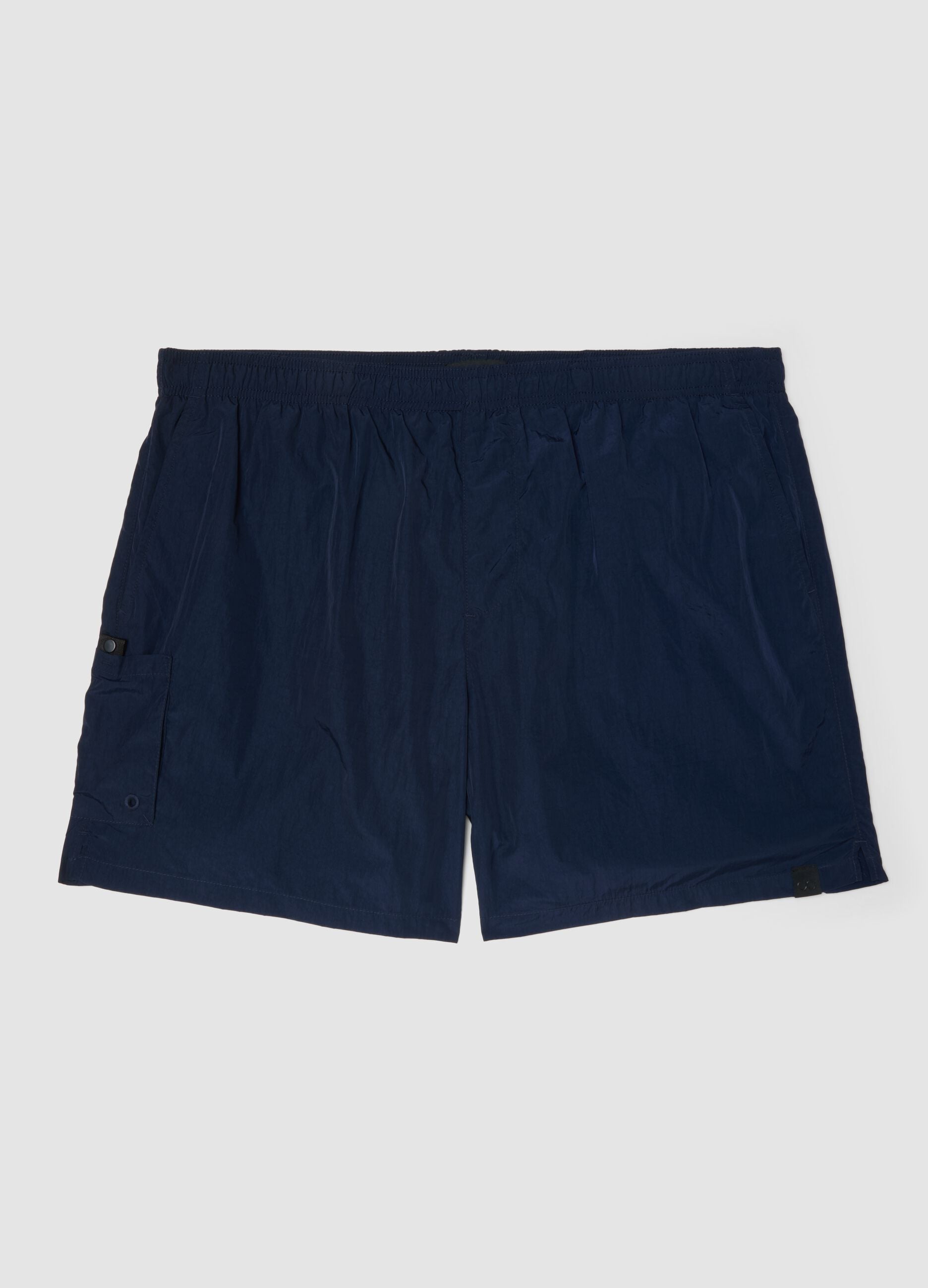 Short de bain bleu &agrave; taille &eacute;lastiqu&eacute;e