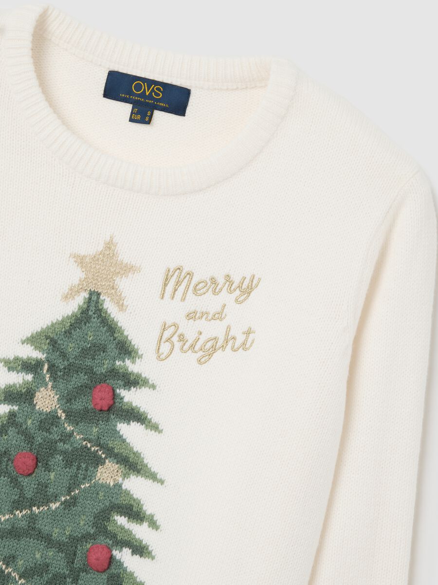 White crew neck regular fit Christmas jumper_5