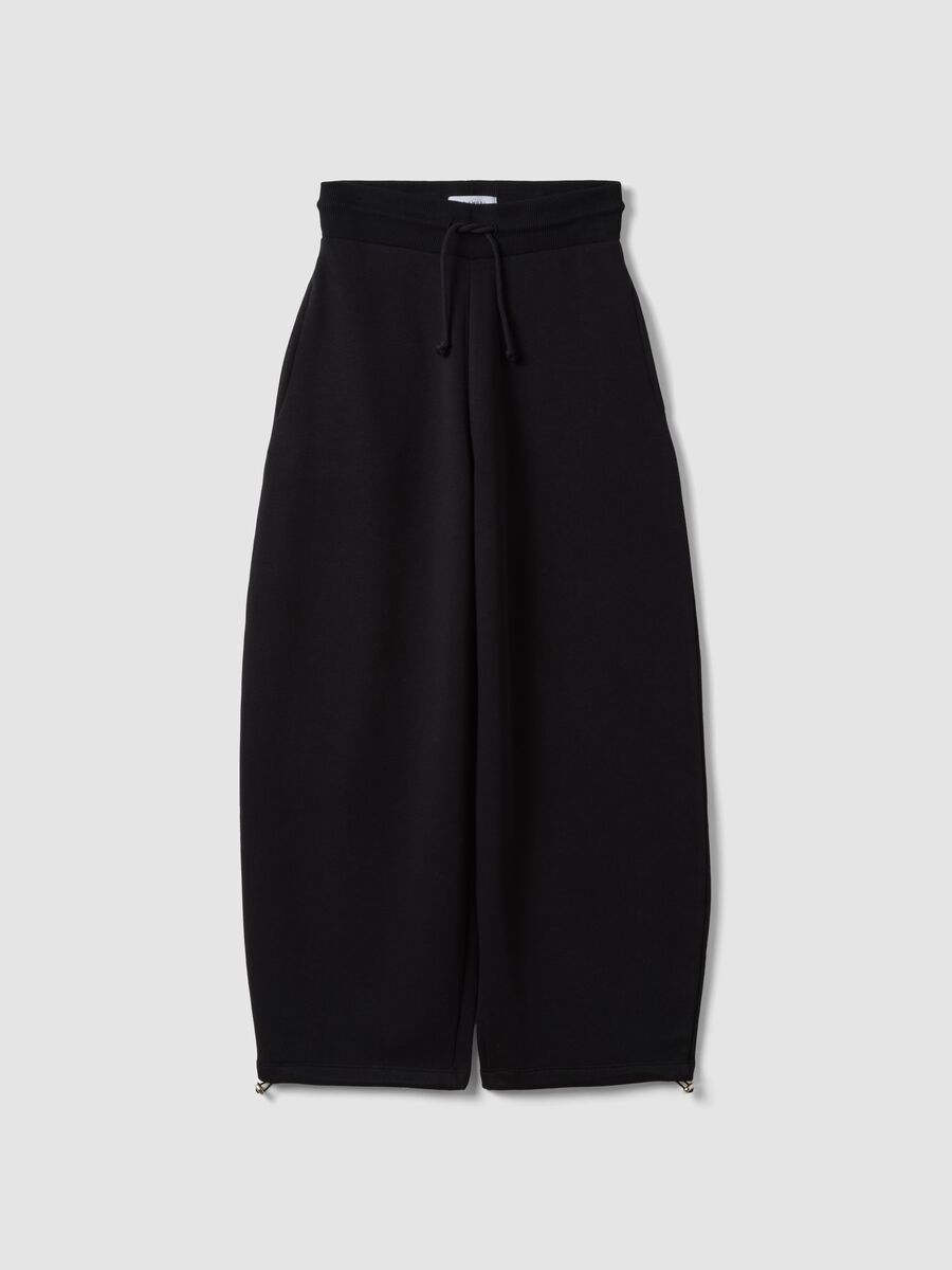 Black cotton-blend baggy-fit jogger trousers_4