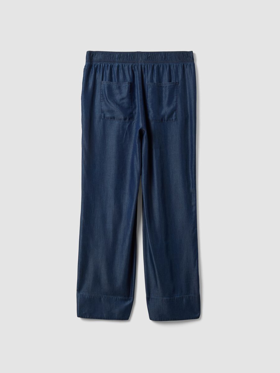 Blaue Hose aus reinem Lyocell mit elastischem Bund, Regular Fit_1