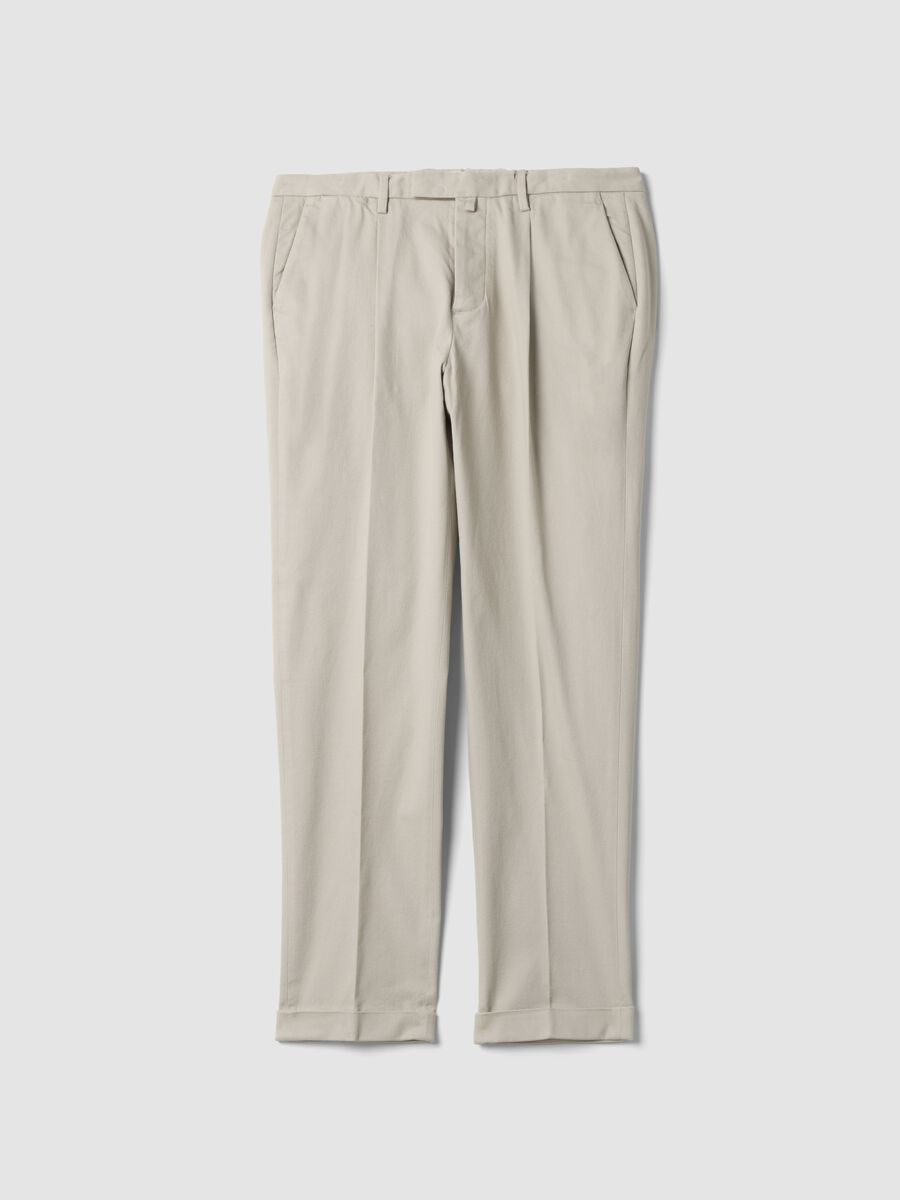 Grey regular-fit stretch cotton chino trousers_0