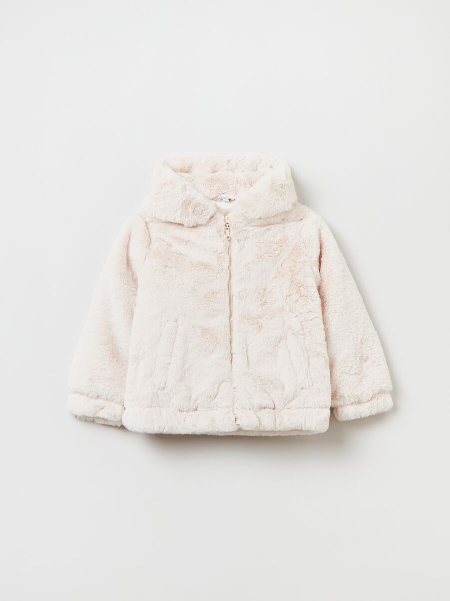 Faux fur jacket with hood_0