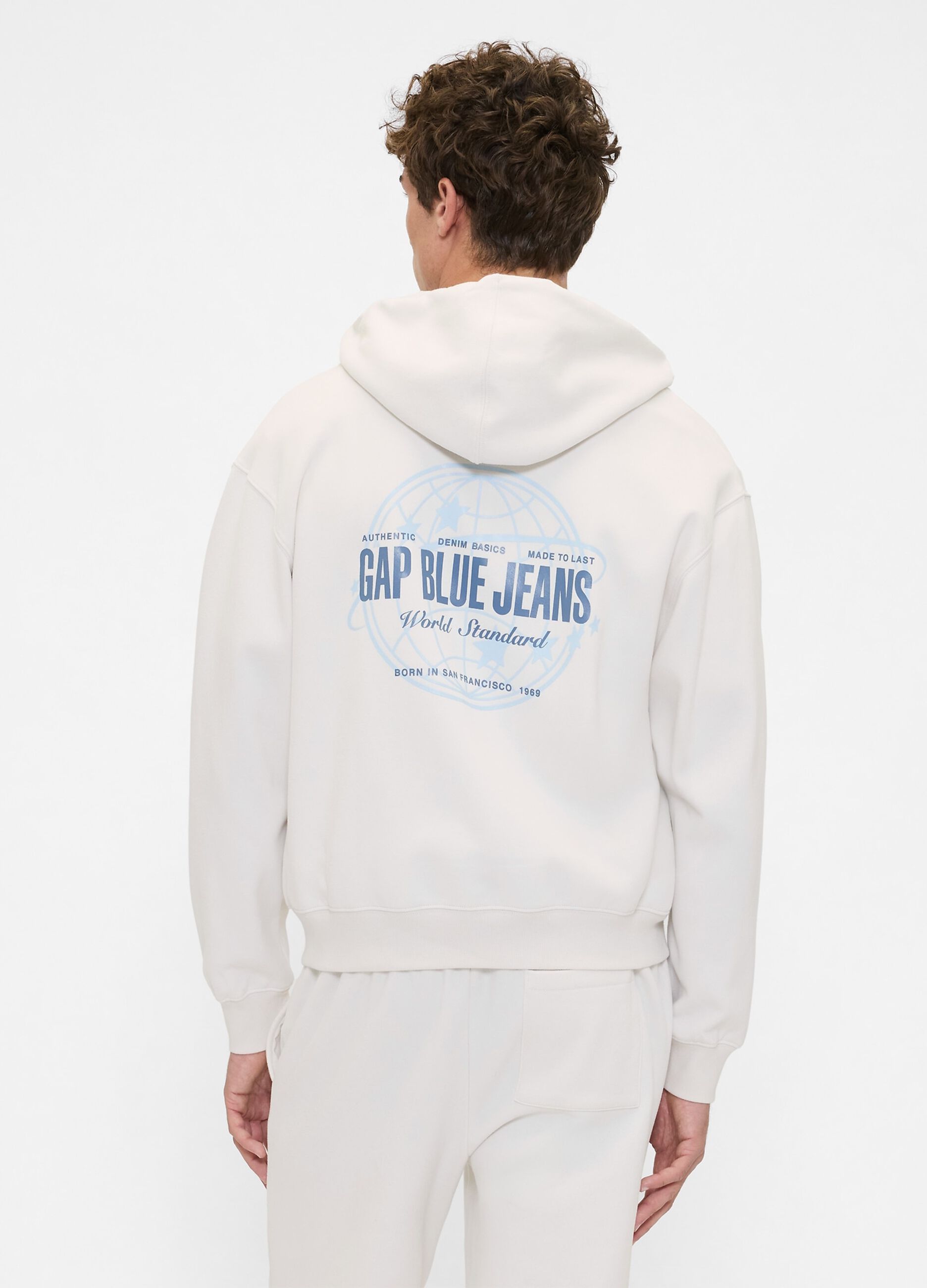White zip-up hoodie