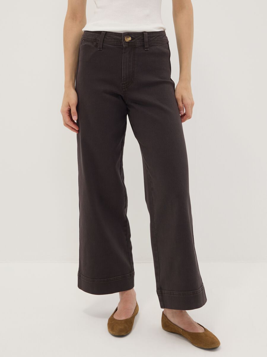 Braune Wide-Leg-Jeans aus Stretch-Baumwolle_1