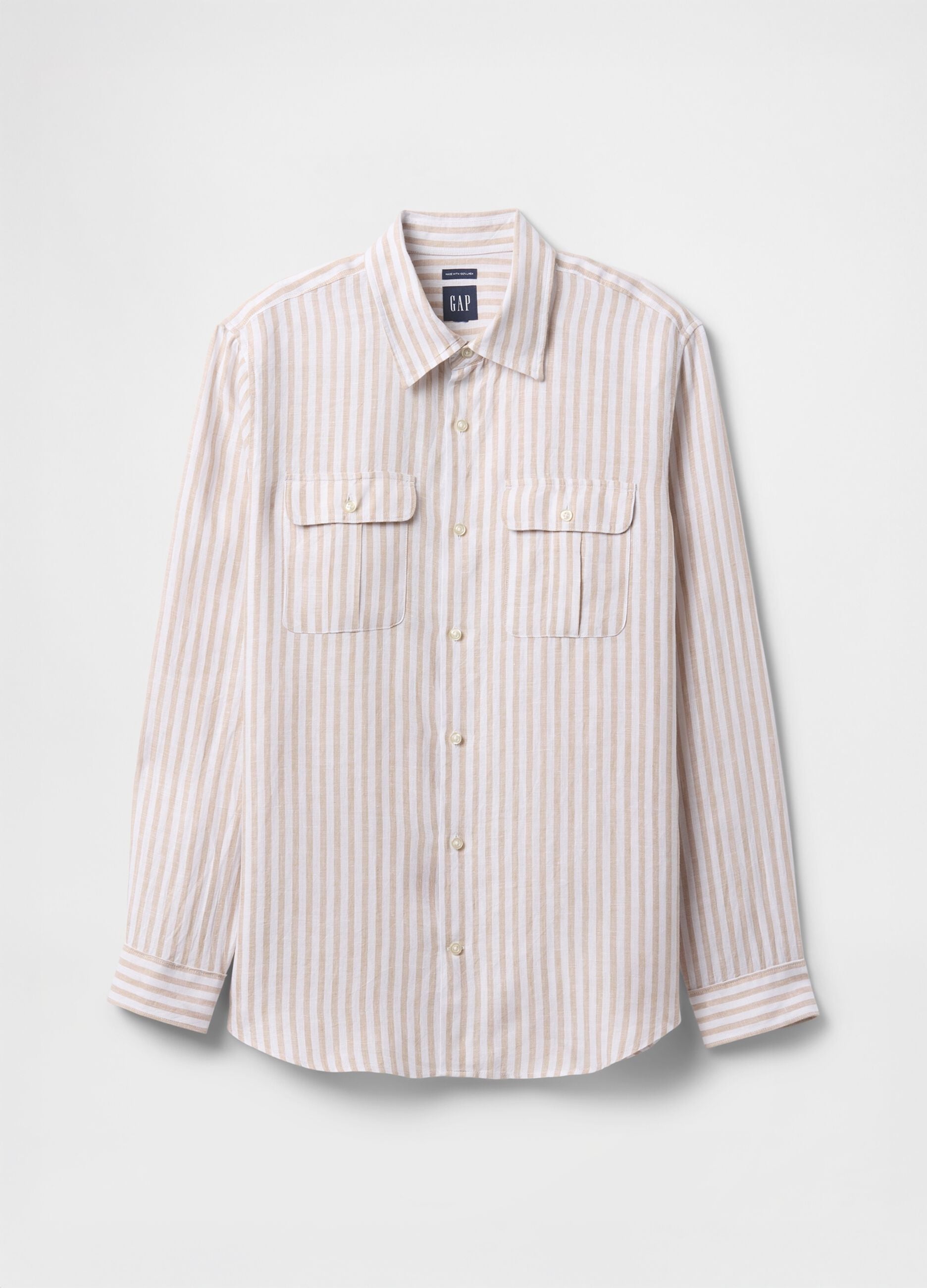Multicoloured pure linen striped shirt
