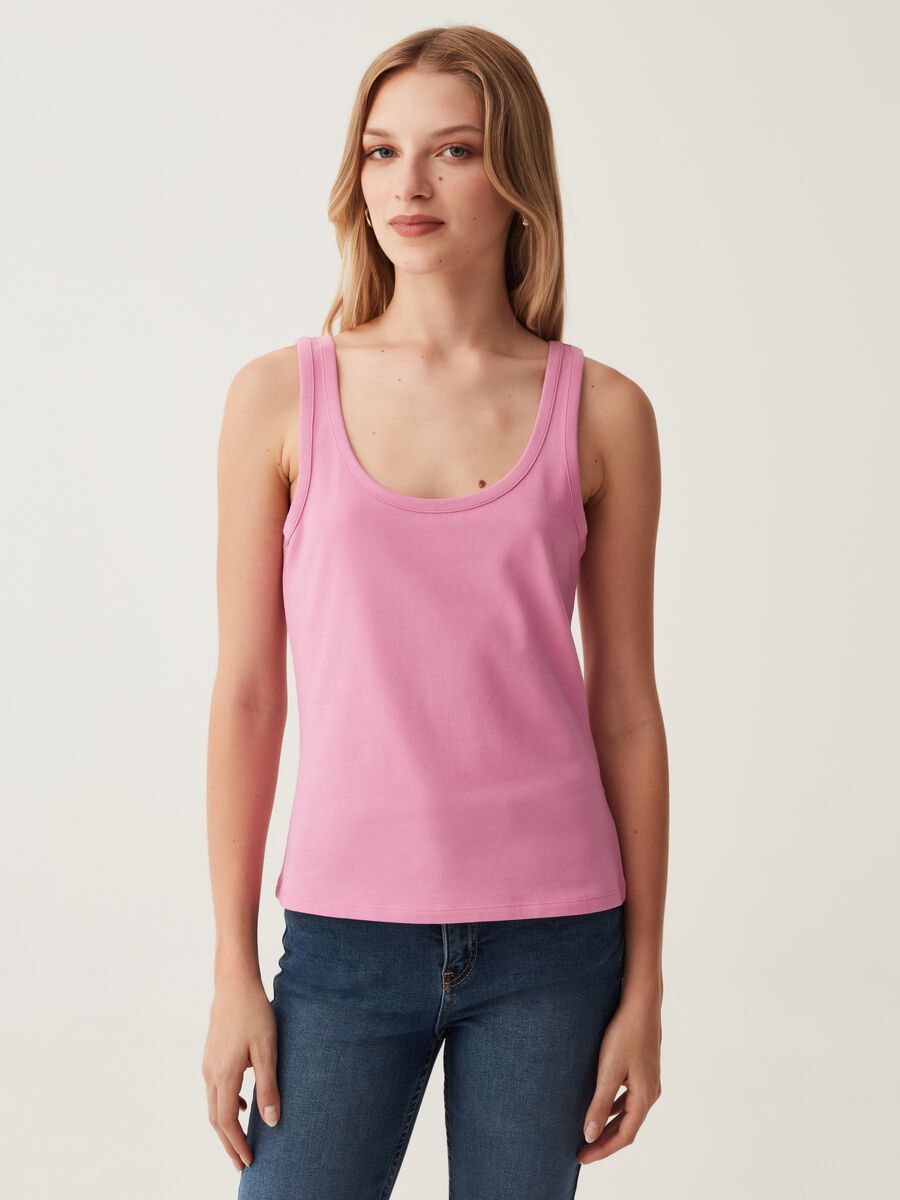 Tank top in stretch cotton._1