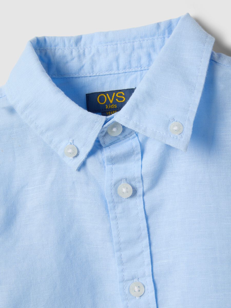 Boys' regular fit light blue linen and cotton blend shirt_3