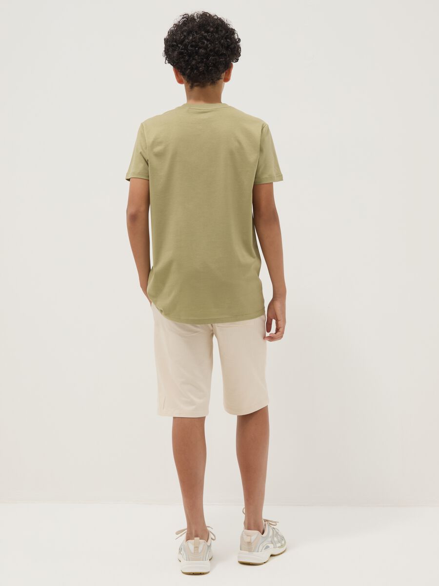Green pure cotton set with T-shirt and shorts_1