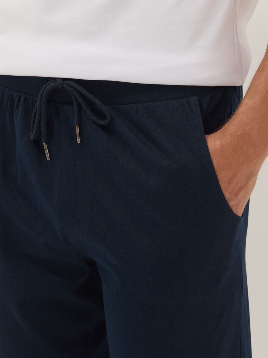 Blaue Pyjamahose aus Bio-Baumwolle mit Kordelzug_2