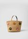 Beige beach bag in cotton blend and paper fabric with detailing_0