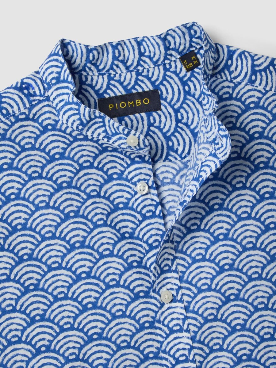 Multicolored shirt with Mandarin collar in pure cotton regular fit_5