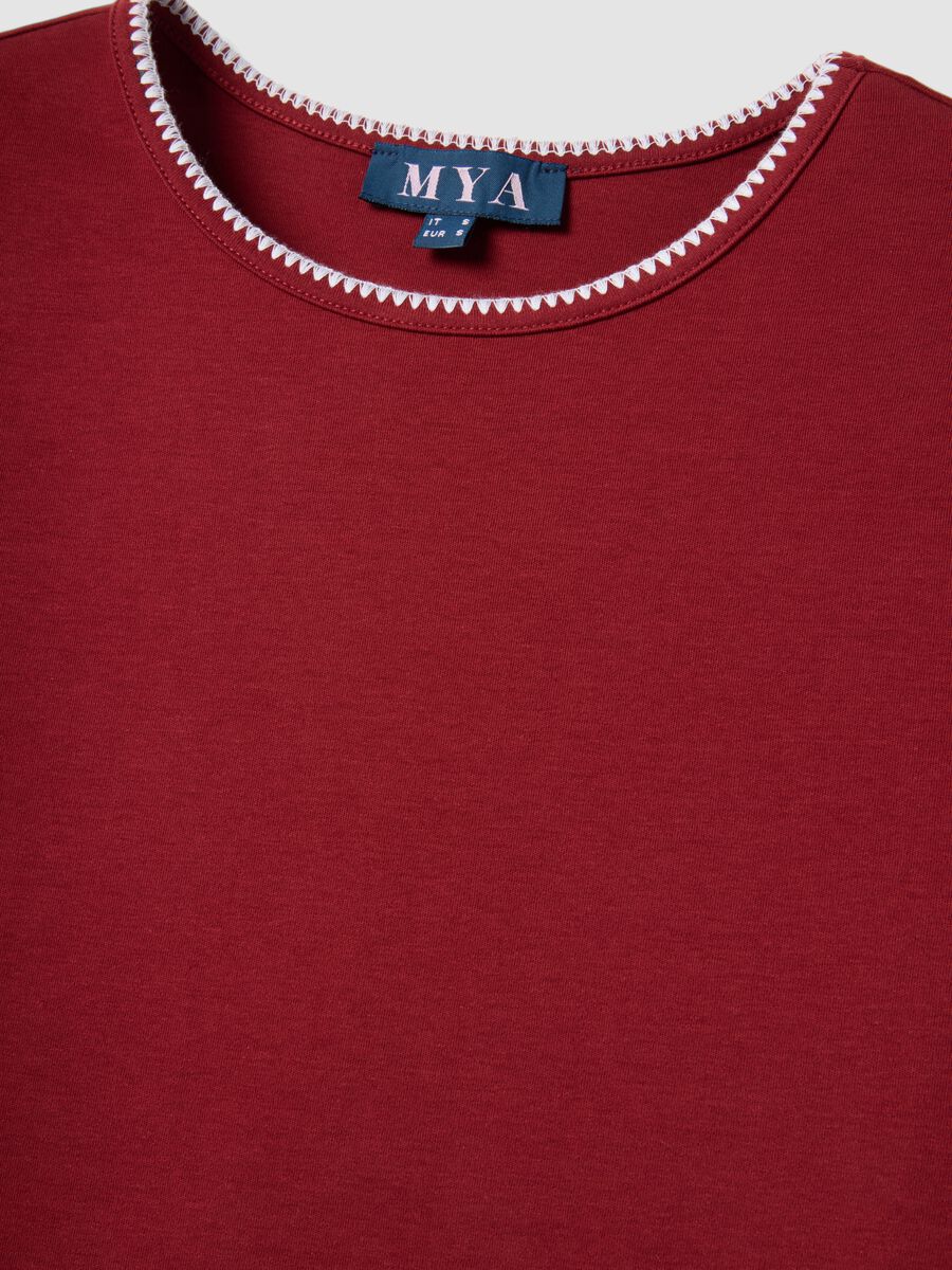 Rotes Kurzarm-T-Shirt aus reiner Baumwolle, Regular Fit_5