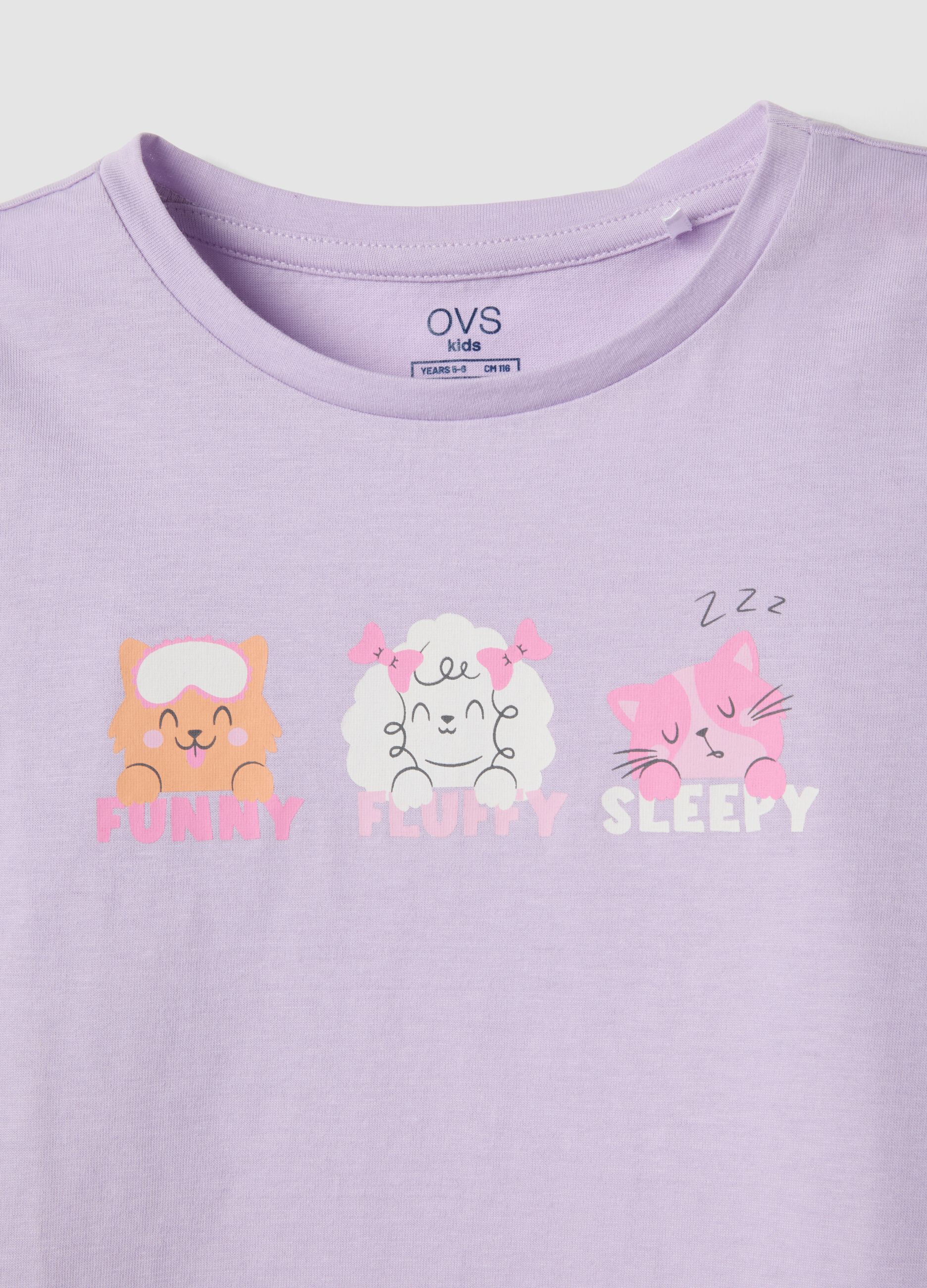 Girls&rsquo; multicolour organic cotton pyjamas with printed design