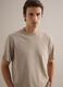 Beige linen-cotton blend regular fit t-shirt_0