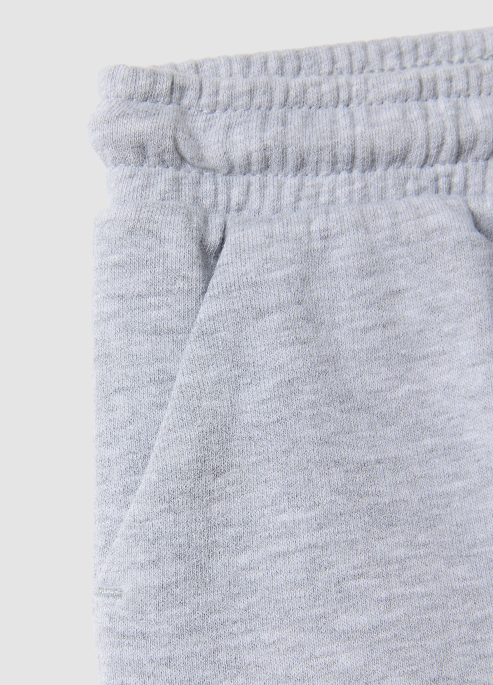Grey jogger trousers in pure organic cotton with drawstring for baby boy