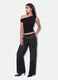 Top preto assim&eacute;trico de um ombro em viscose el&aacute;stica, corte slim_1
