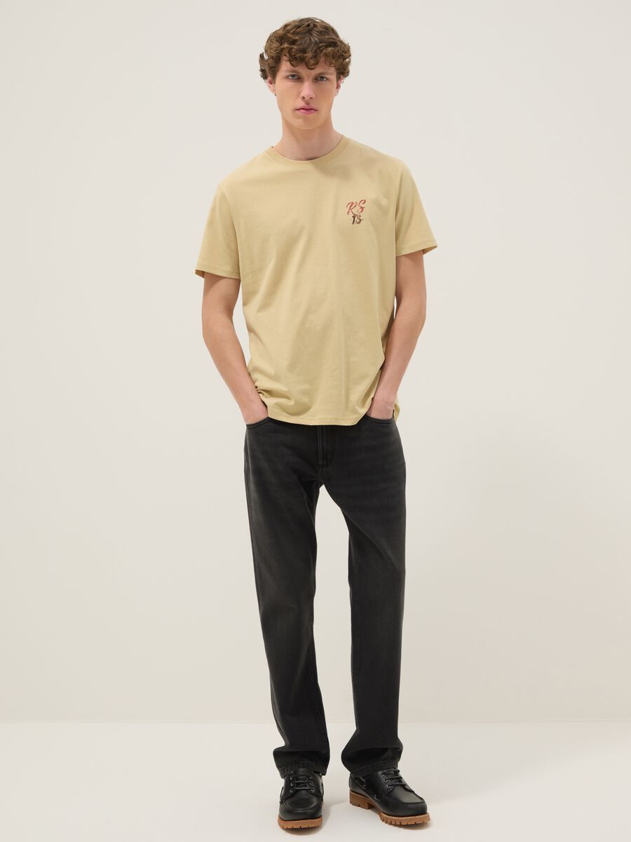 Beige pure cotton printed T-shirt_1