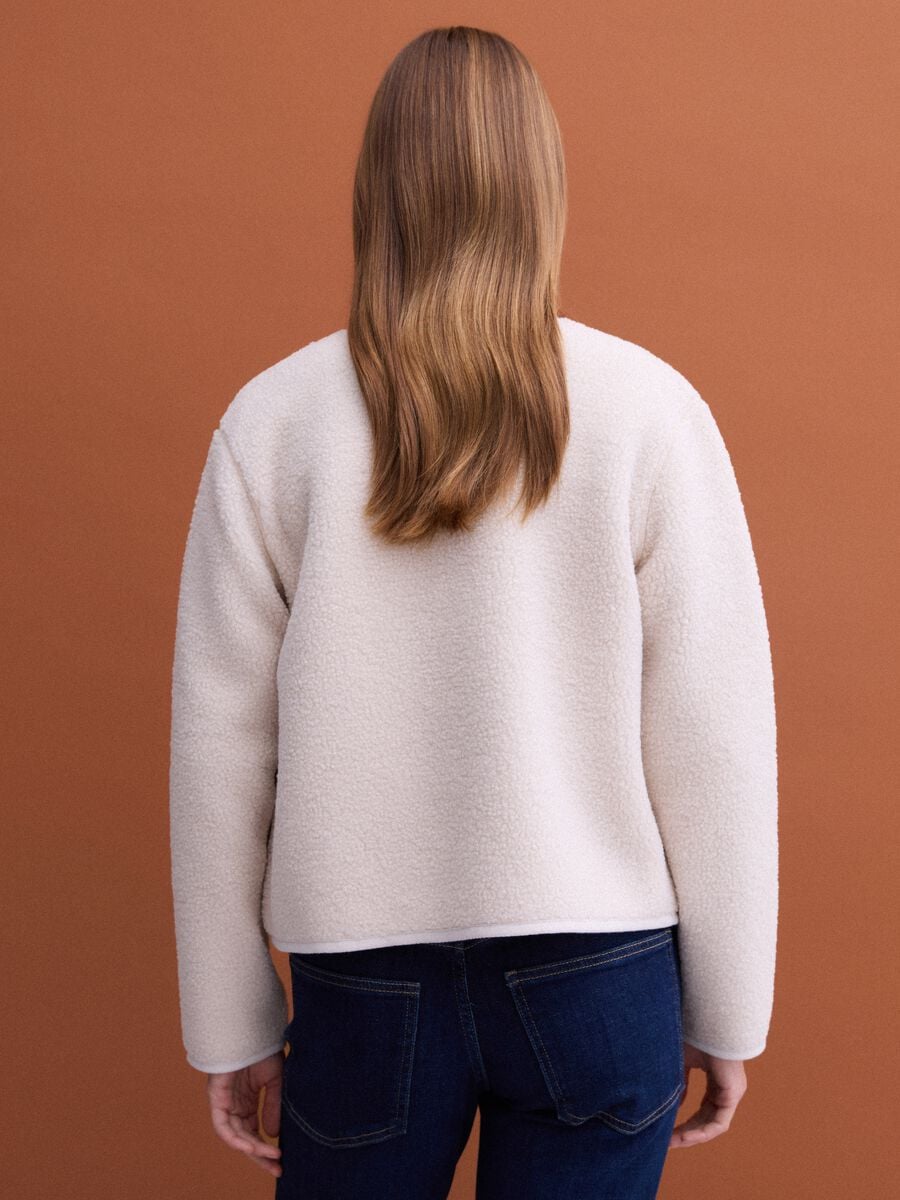 Giacca bianca girocollo regular fit in jersey knit_3