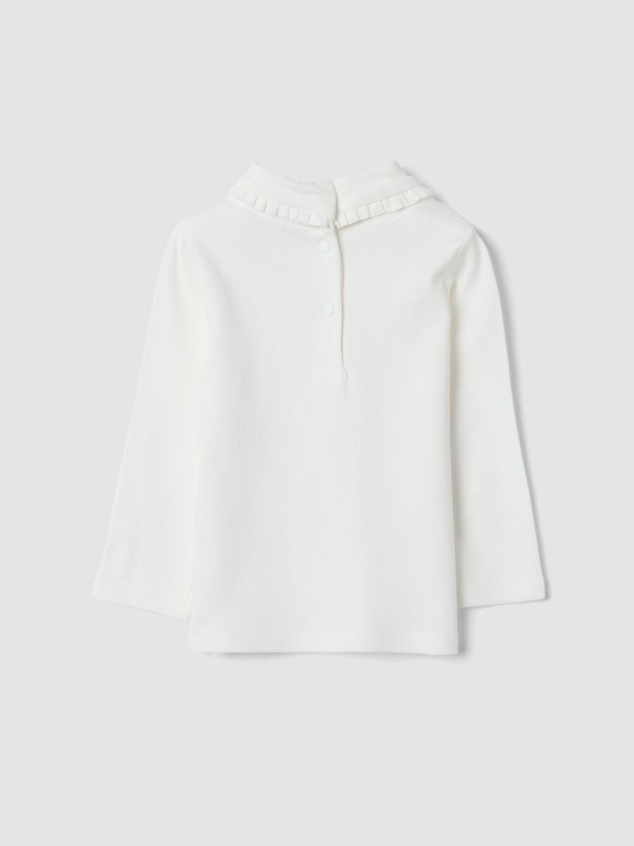 White pure cotton top with high neck and ruffles_1