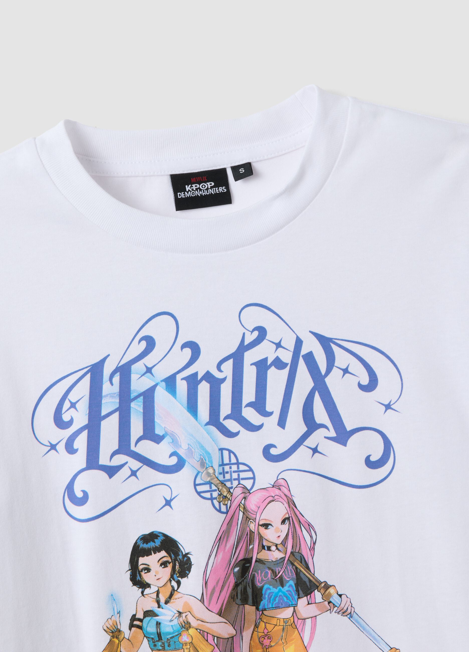 T-shirt branca de algod&atilde;o puro regular fit com estampado