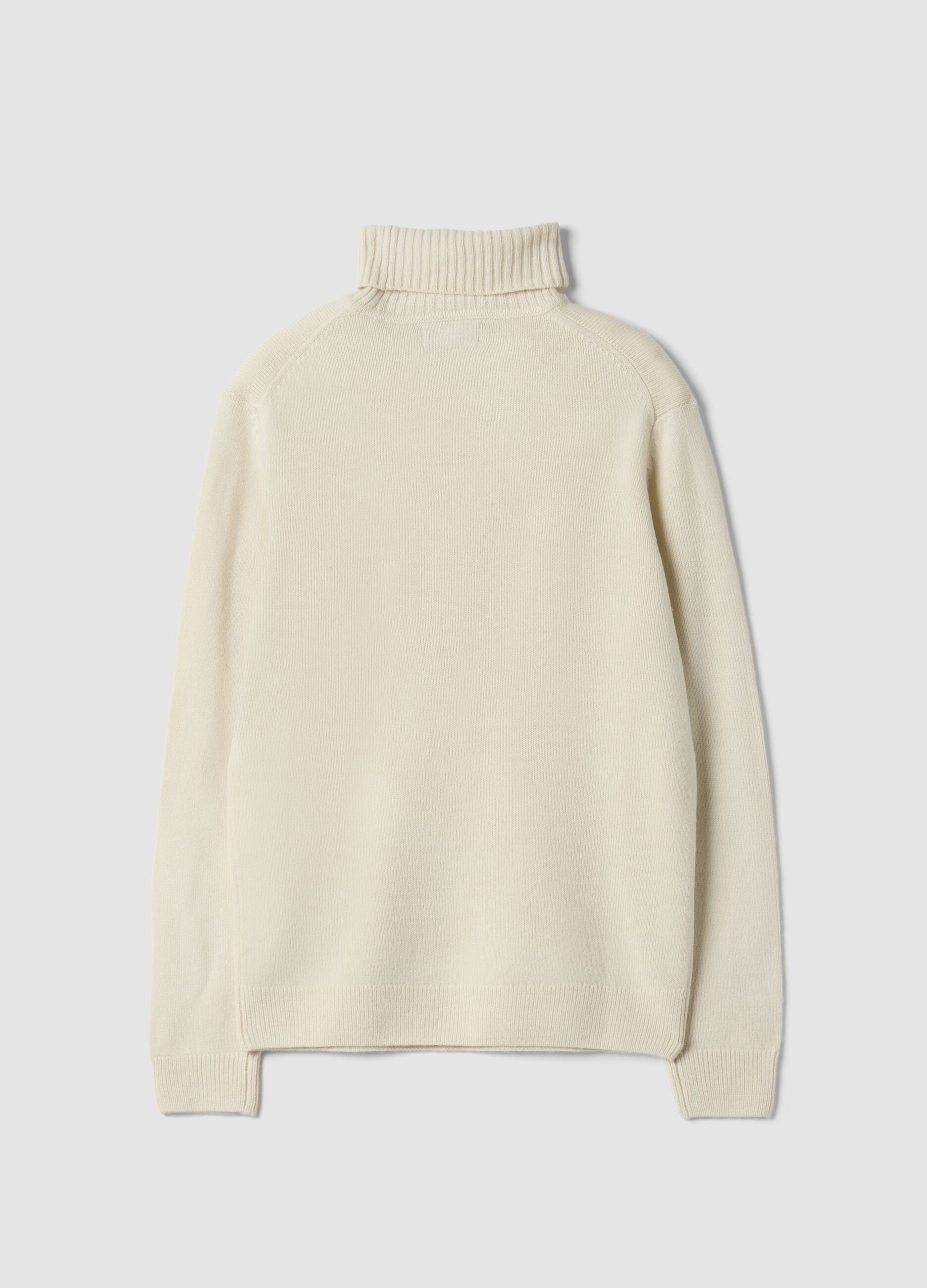 Maglia bianca a dolcevita regular fit in jersey knit