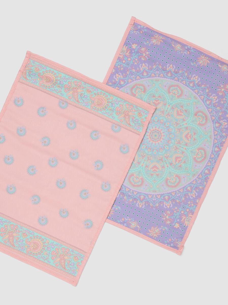 Pink pure-cotton scarf with multicolour print_1