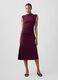 Rotes Midikleid aus Stretch-Baumwolle mit seitlichem Schlitz_0