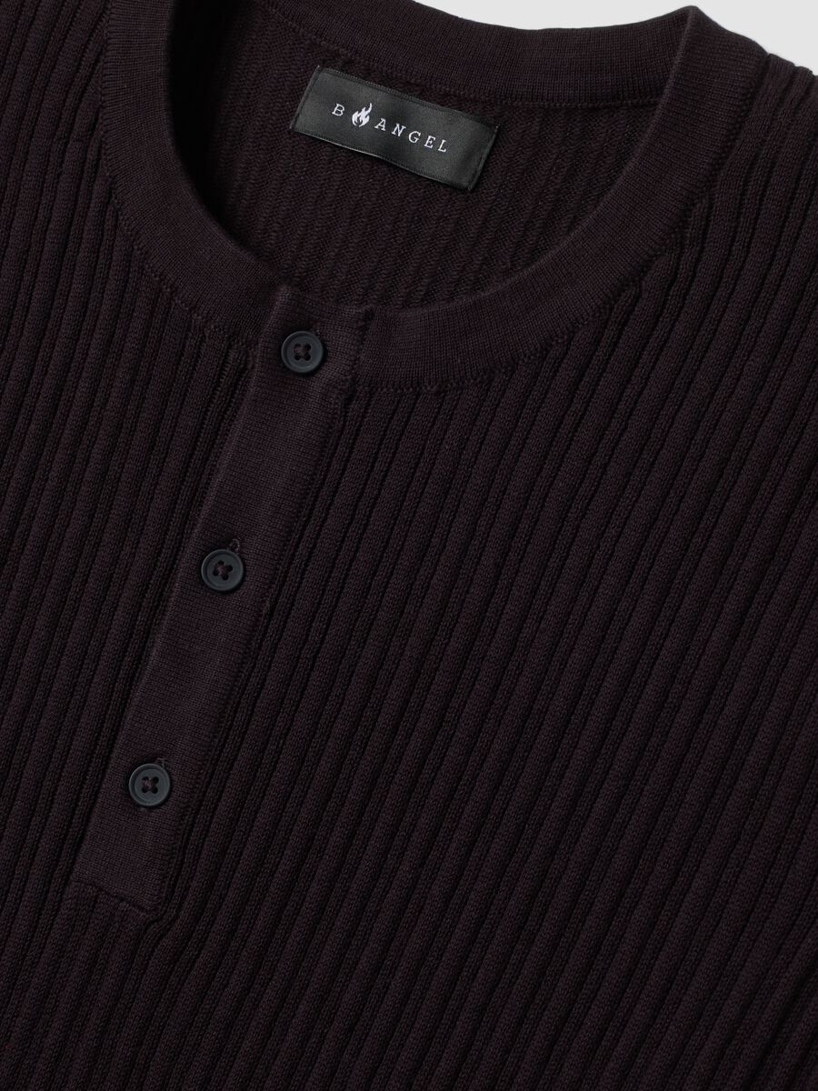 Black pure cotton ribbed waistcoat_1