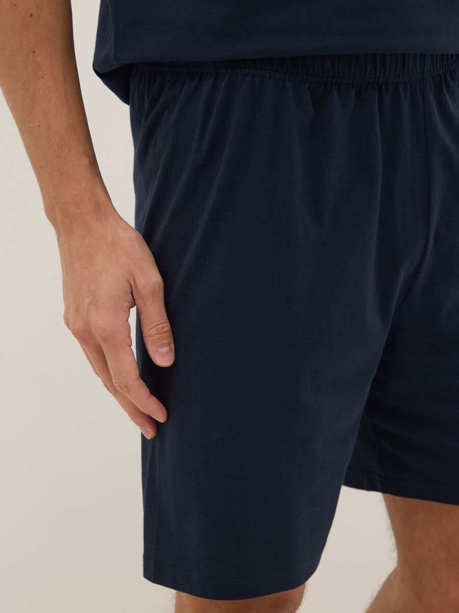 Blue Short Pyjama in Pure Cotton Regular Fit_3