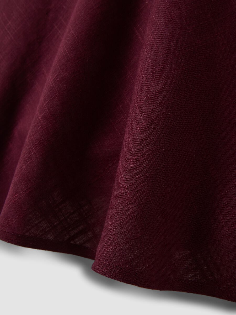 Bordeauxfarbenes Mini-Kleid aus Viskose-Leinen-Mix, Regular Fit_6