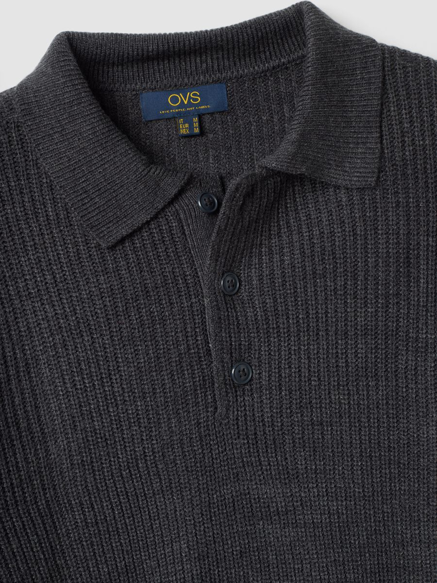 Blue ribbed long-sleeve polo shirt_1
