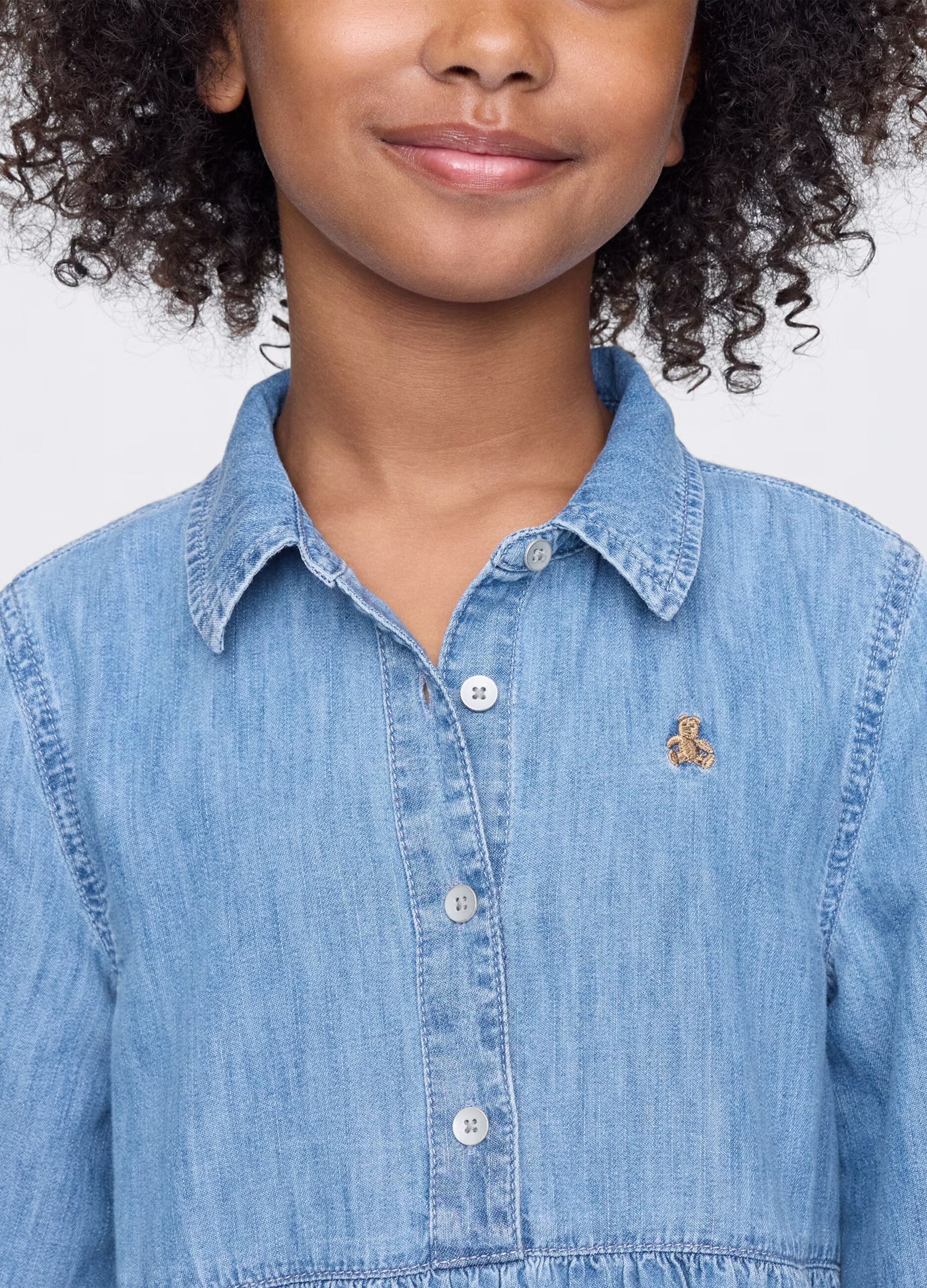 Denim dress with flounces