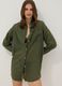 Green cotton-blend kaftan with gold stripes_0