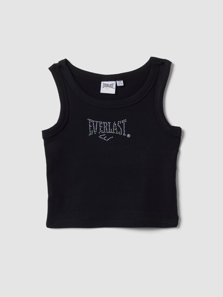 Black stretch cotton tank top_0