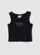Black stretch cotton tank top_0