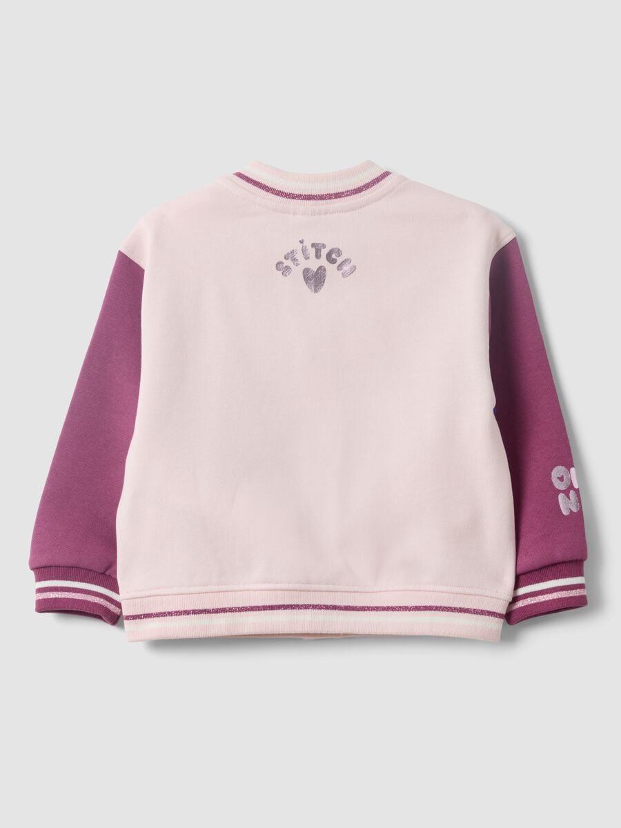 Pink 100% cotton sweatshirt with Lilo & Stitch snap buttons for baby girls_1