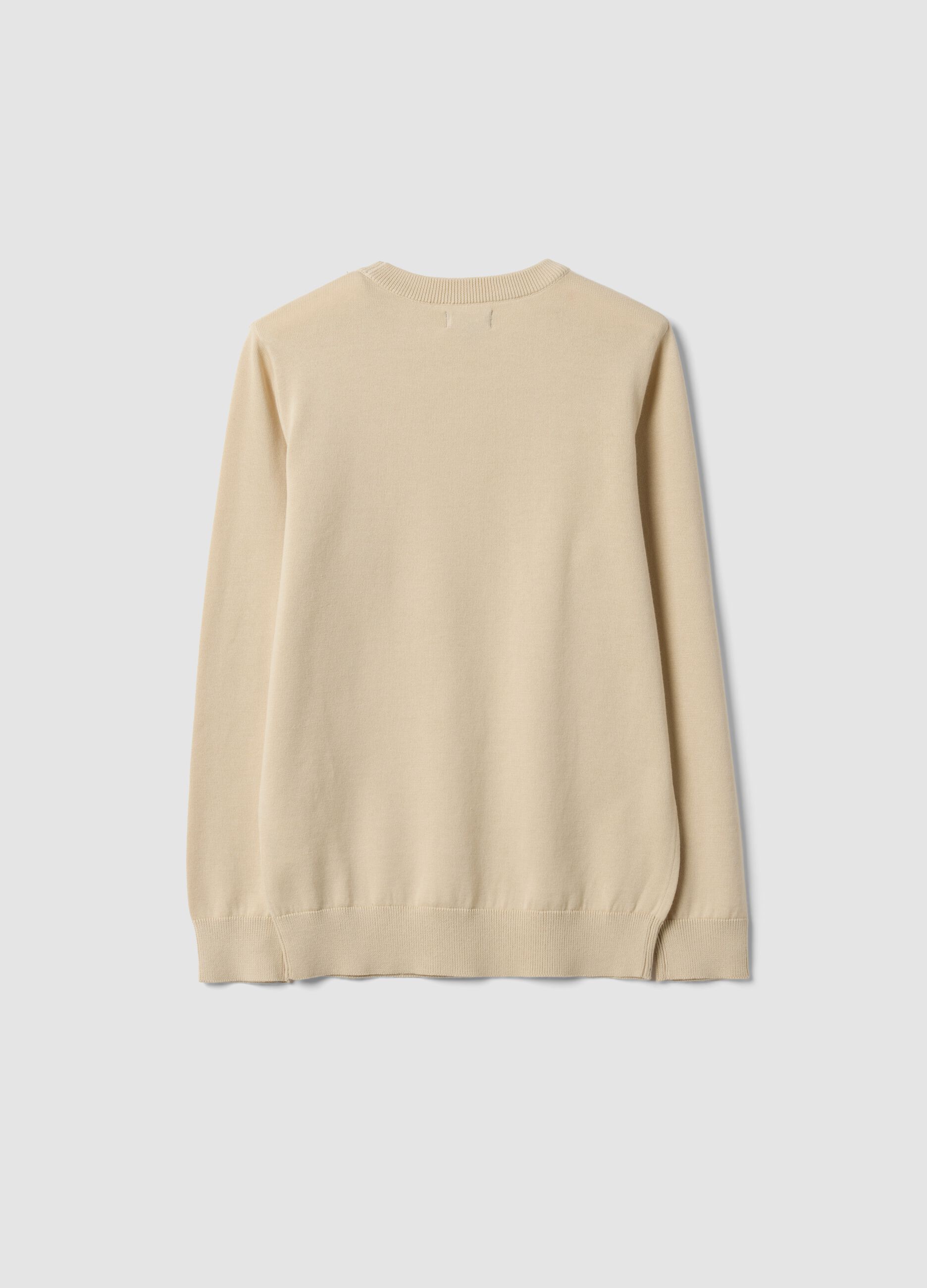 Beige pure cotton long-sleeve regular-fit top for boys