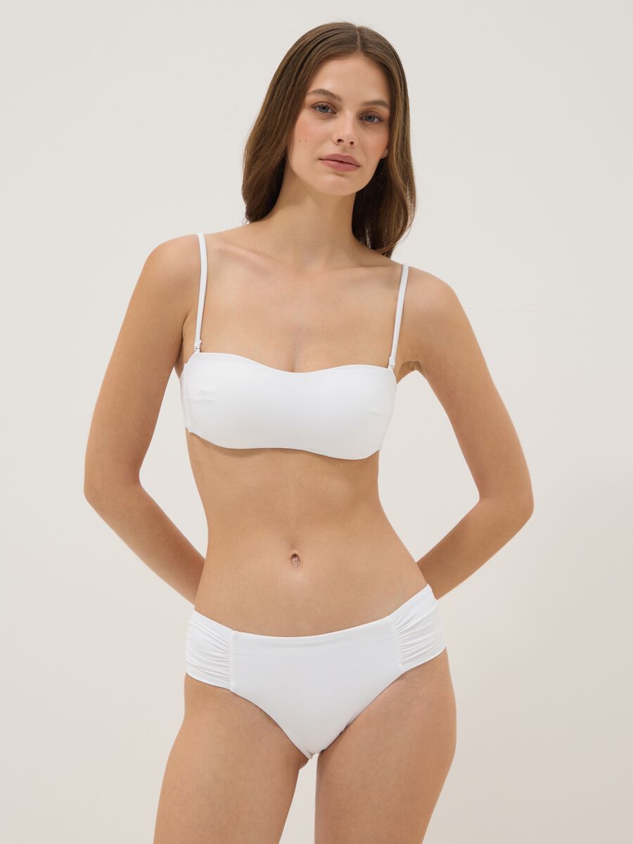 White bandeau bikini top in stretch fabric_1