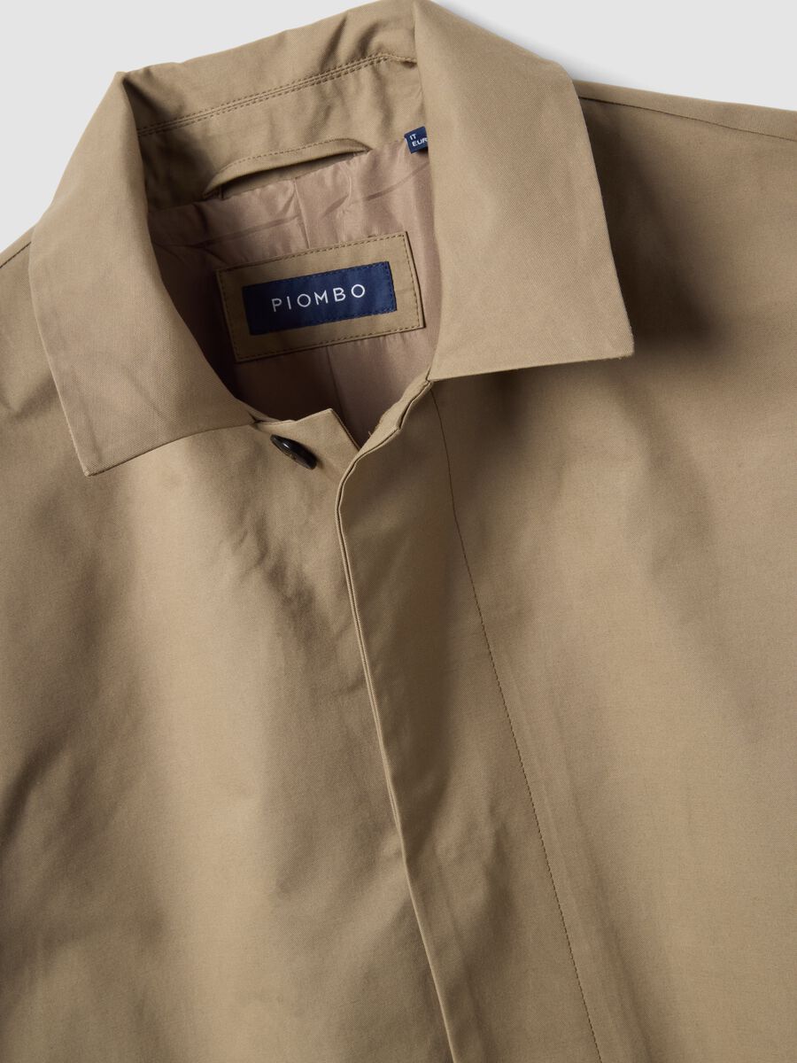 Beige regular fit trench coat with button closure_2