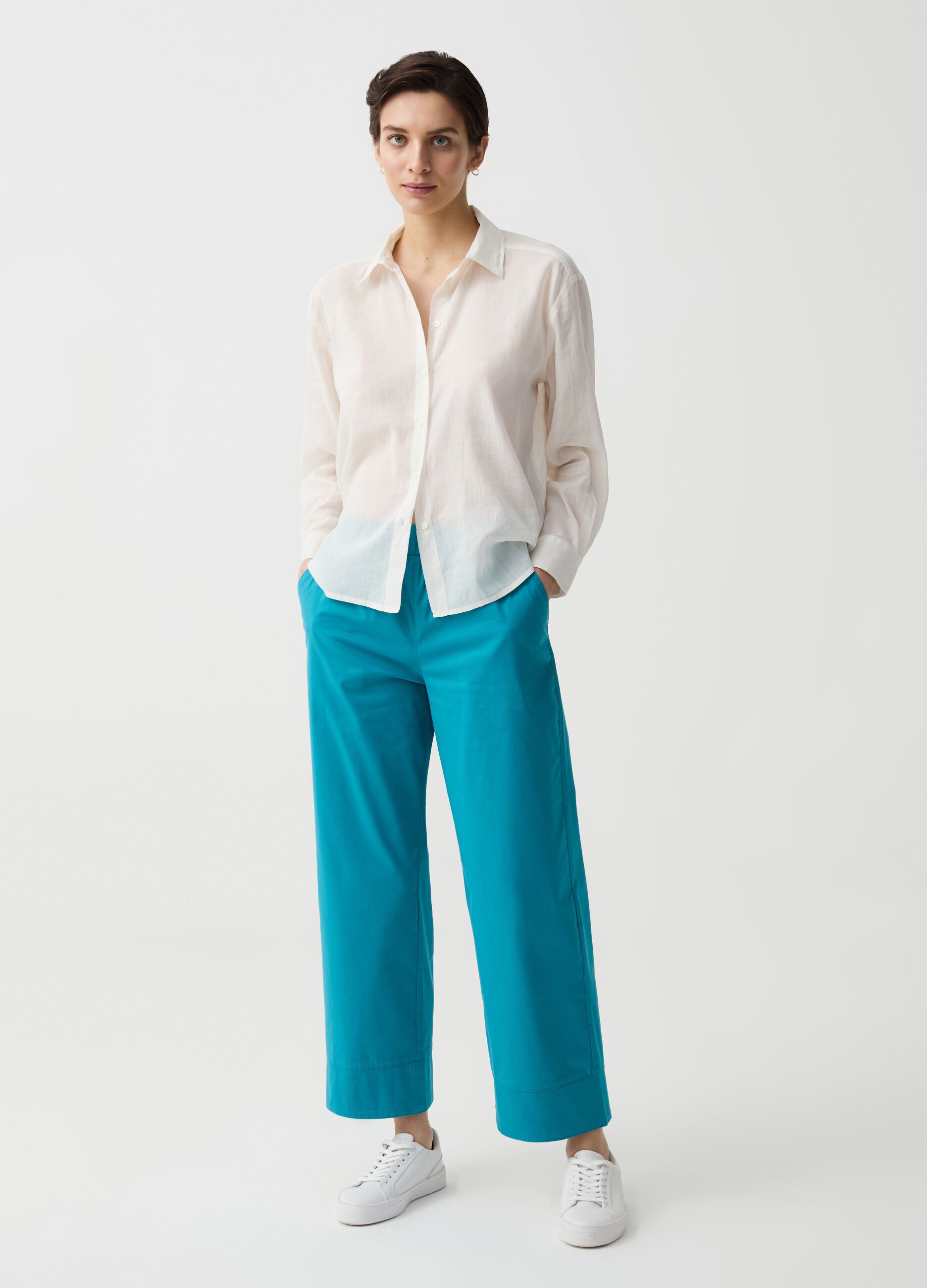 Wide-leg cropped trousers
