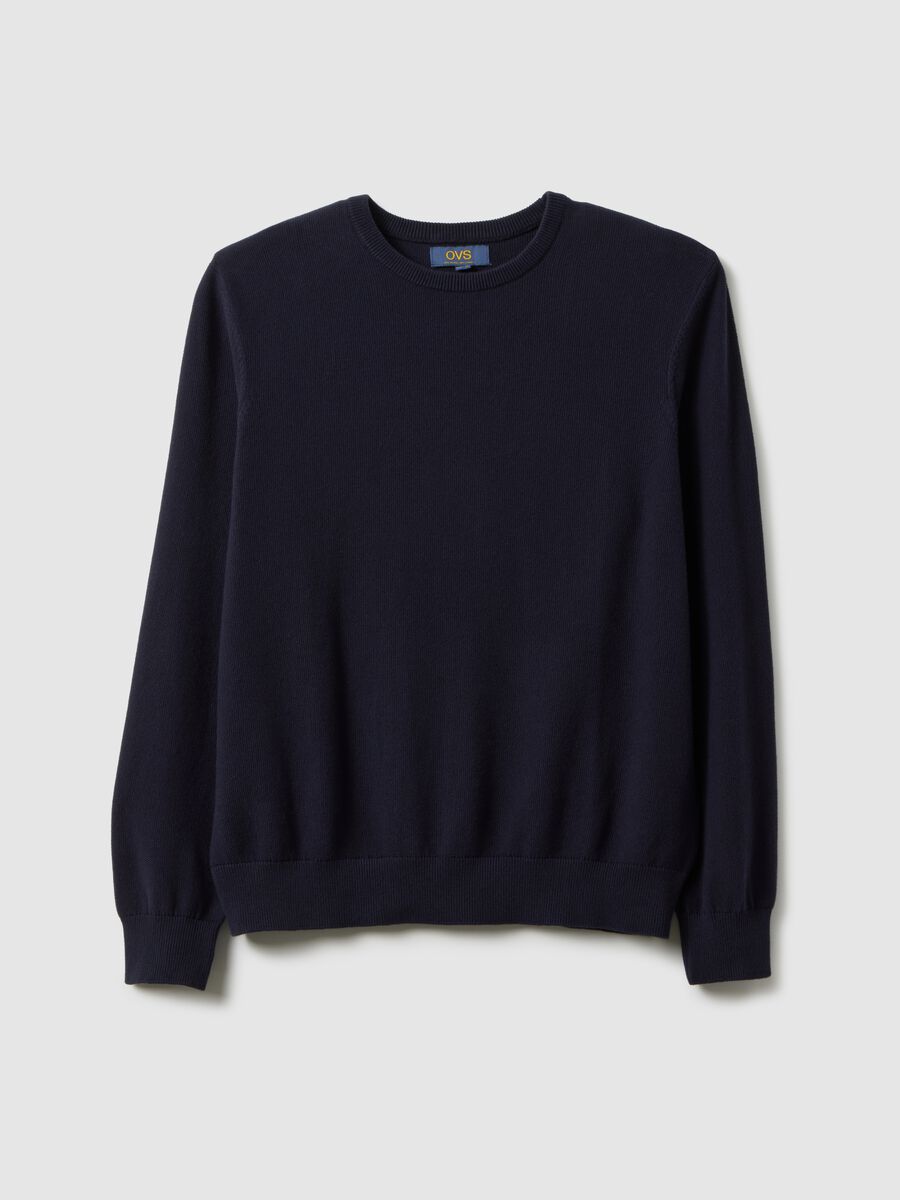 Blue crew neck jumper in pure cotton regular fit_4