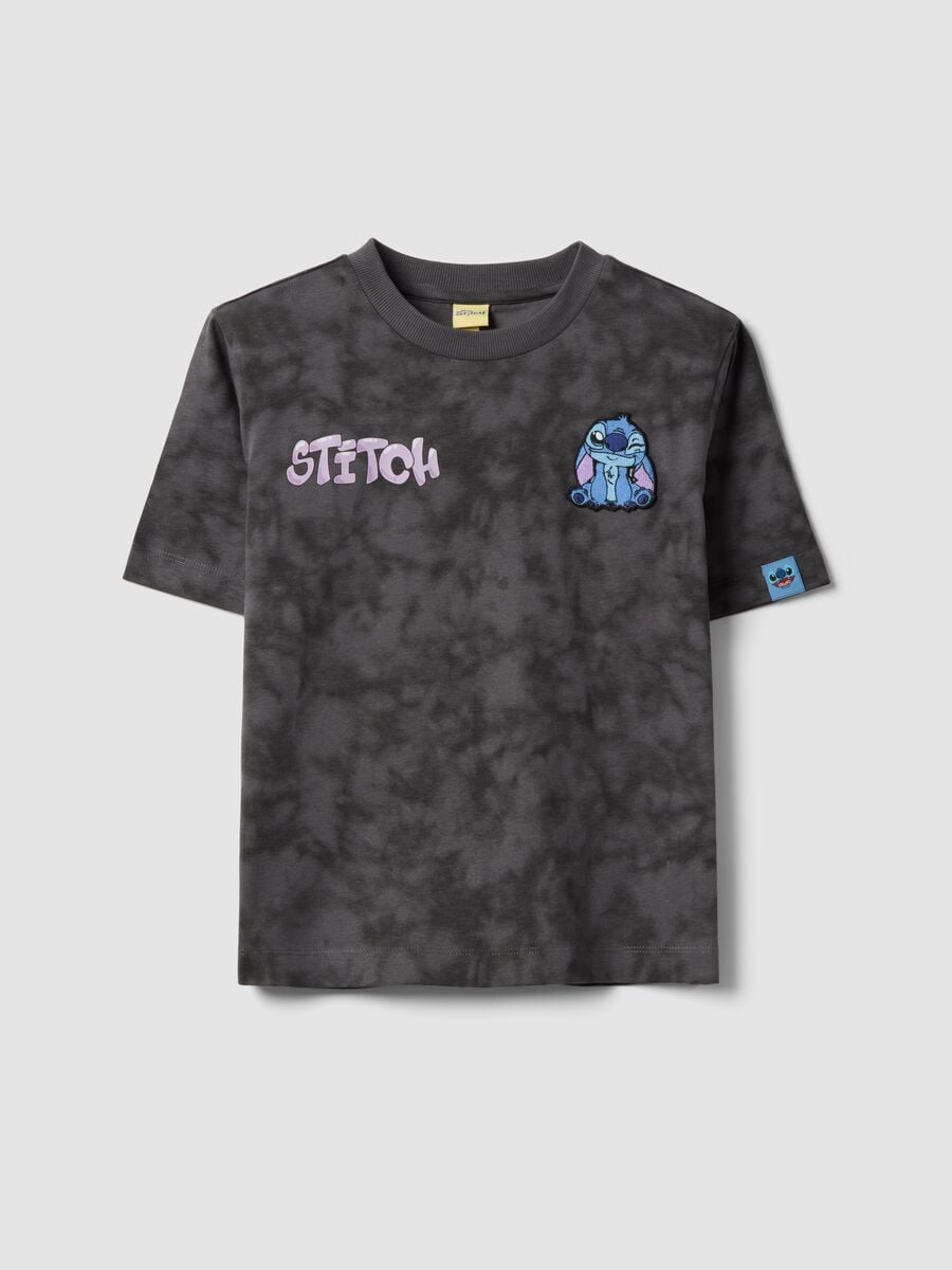 Grey pure cotton oversized fit girl&rsquo;s t-shirt with Stitch_3