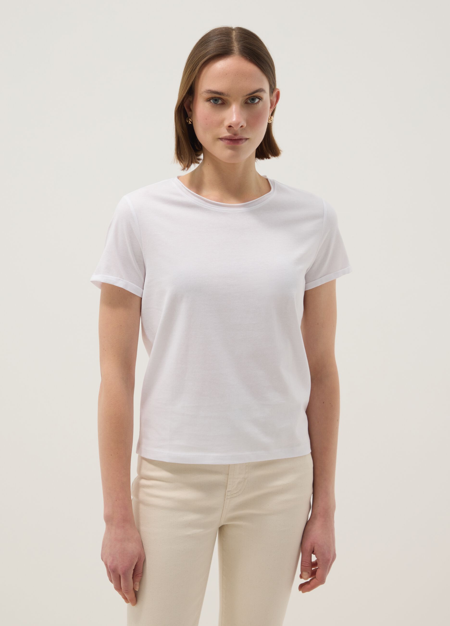 White short sleeve pure cotton regular fit T-shirt
