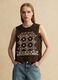 Regul&auml;r geschnittenes Tanktop aus brauner reiner Baumwolle mit Stickerei_2