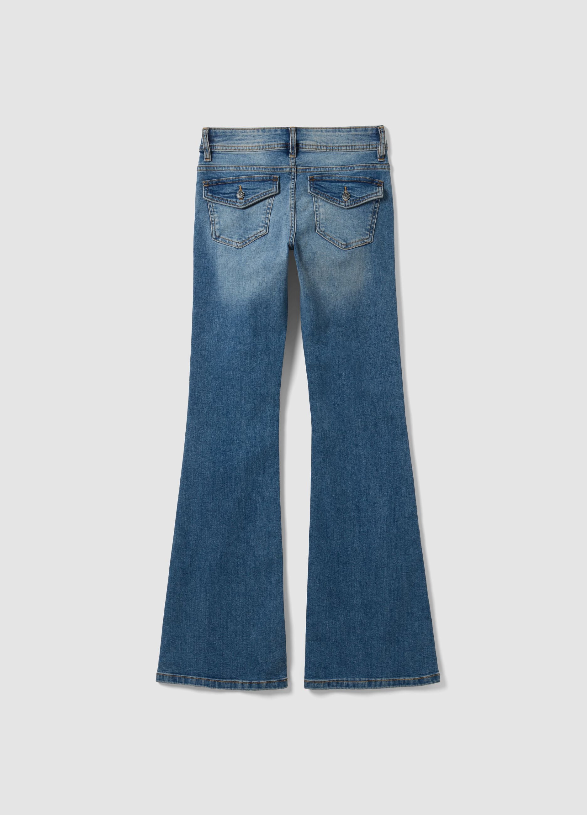 Jeans blu in cotone elasticizzato flare fit