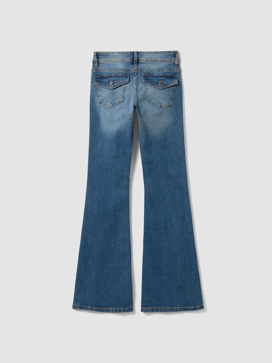 Jeans blu in cotone elasticizzato flare fit_2