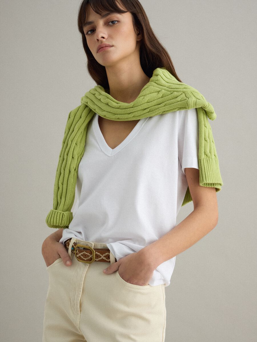 &Lambda;&epsilon;&upsilon;&kappa;ό t-shirt &alpha;&pi;ό &kappa;&alpha;&theta;&alpha;&rho;ό &beta;&alpha;&mu;&beta;ά&kappa;&iota; &kappa;&alpha;&nu;&omicron;&nu;&iota;&kappa;ή &epsilon;&phi;&alpha;&rho;&mu;&omicron;&gamma;ή &beta;&alpha;&theta;ύ V_0