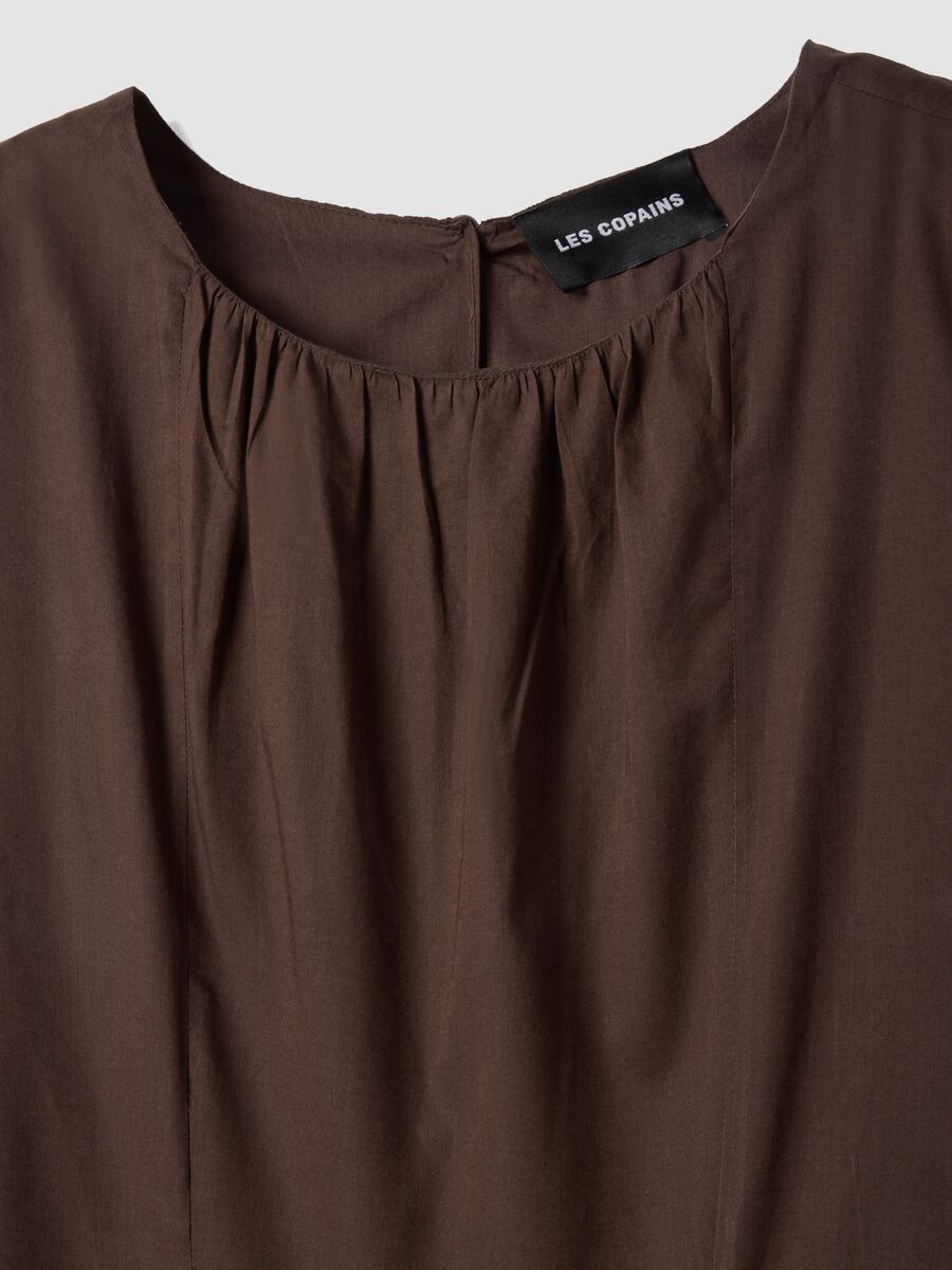 Vestido midi castanho em algod&atilde;o puro_5